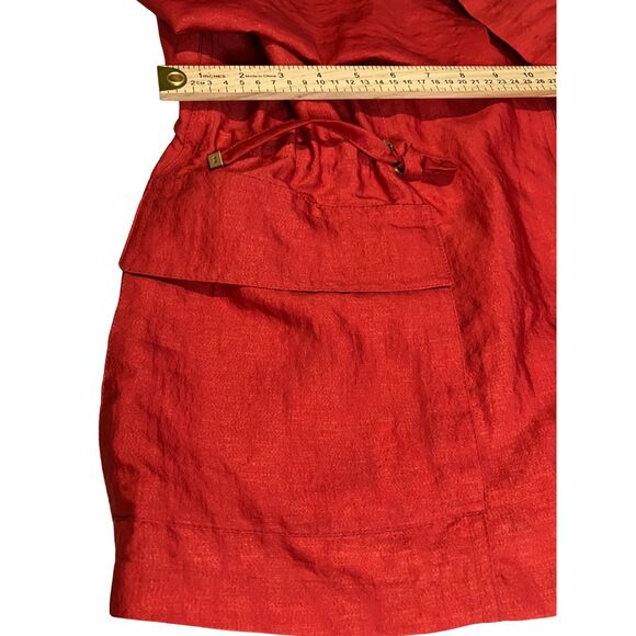 Lafayette 148 New York Red Anorak Jacket XL – Silk Blend Drawstring Coat - Picture 8 of 9